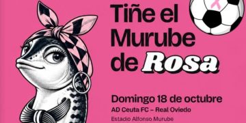 El AD Ceuta se tiñe de rosa en el Estadio Alfonso Murube con motivo del Día Internacional contra el Cáncer de Mama
