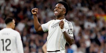 Vinicius Junior reacciona a la victoria del Real Madrid en el Clásico frente al Barcelona